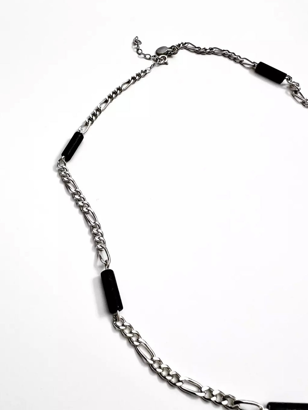 Black tag necklace