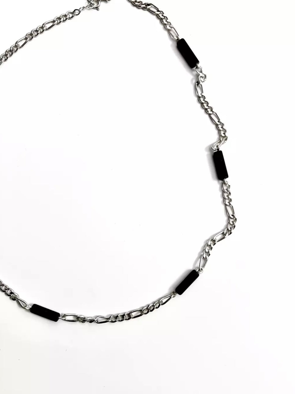 Black tag necklace