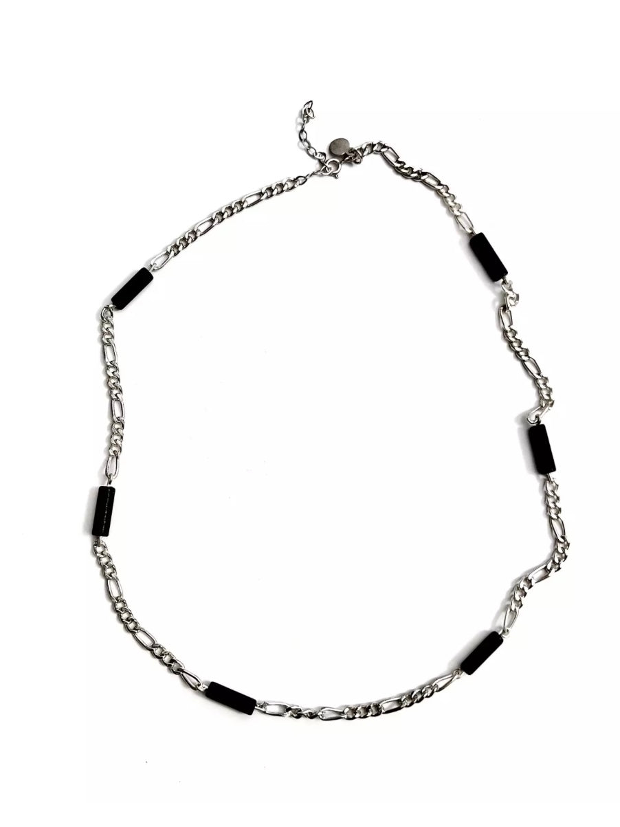 Black tag necklace